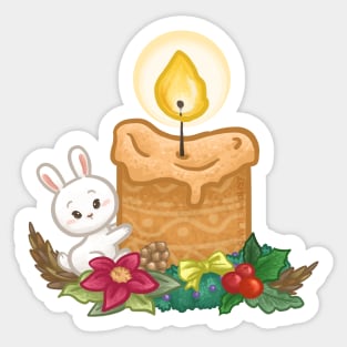 Bunny Christmas Candle Sticker